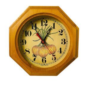 Vintage Sunset Time Wooden Framed Retro Onion Wall Clock Quartz Japan 7.75"